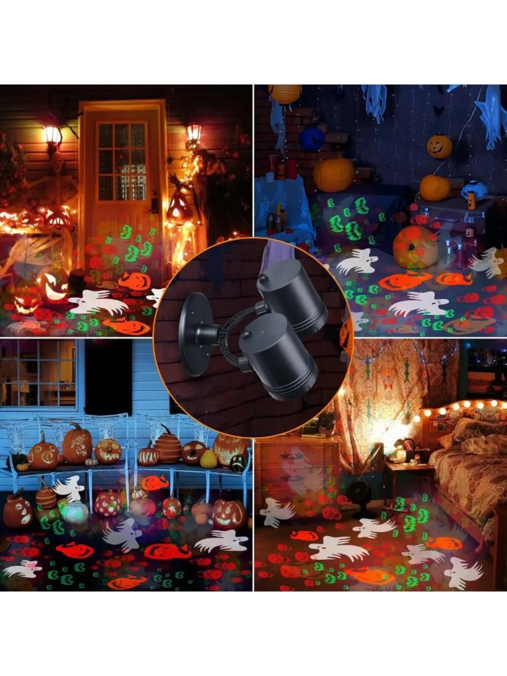 Dynamic Halloween Projector Lights - Waterproof Ghost & Pumpkin Decor for Home